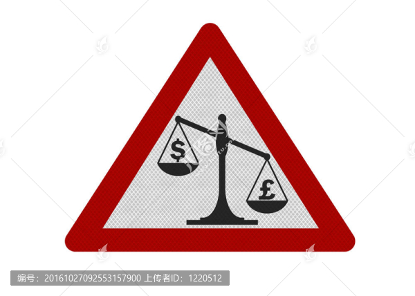 照片現(xiàn)實美元與英鎊警告標志；孤立