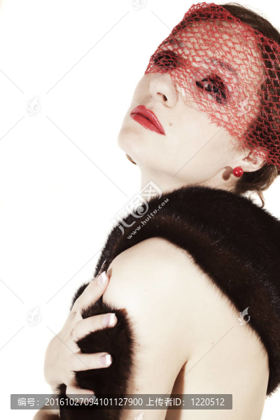 年輕美麗女人的復古畫像