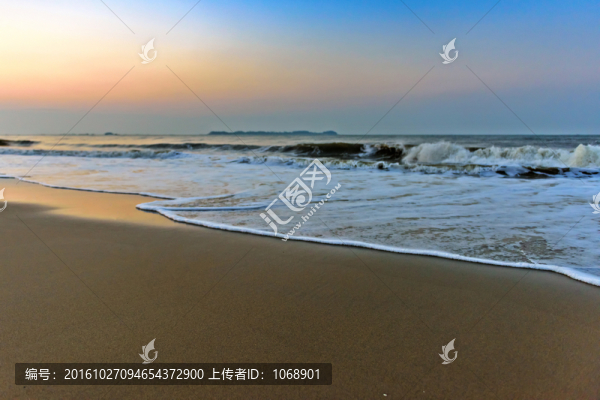 大海,海灘,朝霞