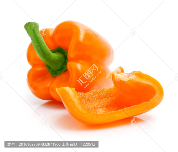 鮮橙辣椒與白色分離