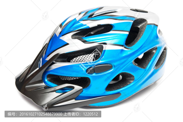 藍(lán)色的自行車頭盔