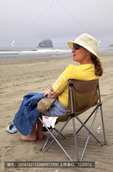 俄勒岡的海灘日。
