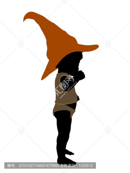 非洲美國(guó)萬(wàn)圣節(jié)幼童插畫(huà)剪影