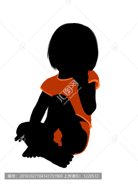女幼兒插畫剪影