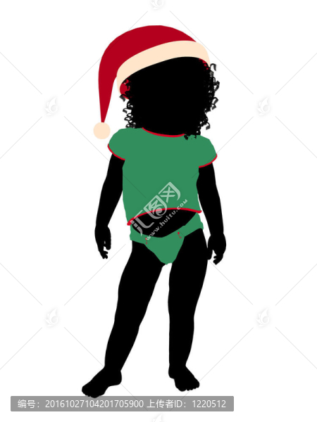 非洲裔女性圣誕幼兒插畫剪影