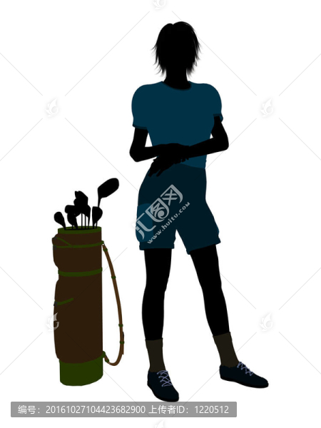 女性高爾夫球員剪影
