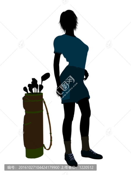女性高爾夫球員剪影