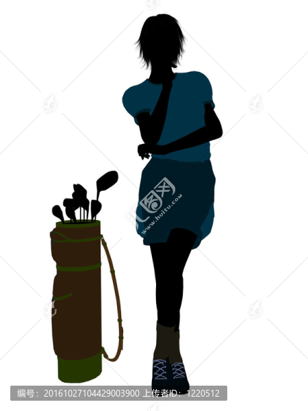 女性高爾夫球員剪影