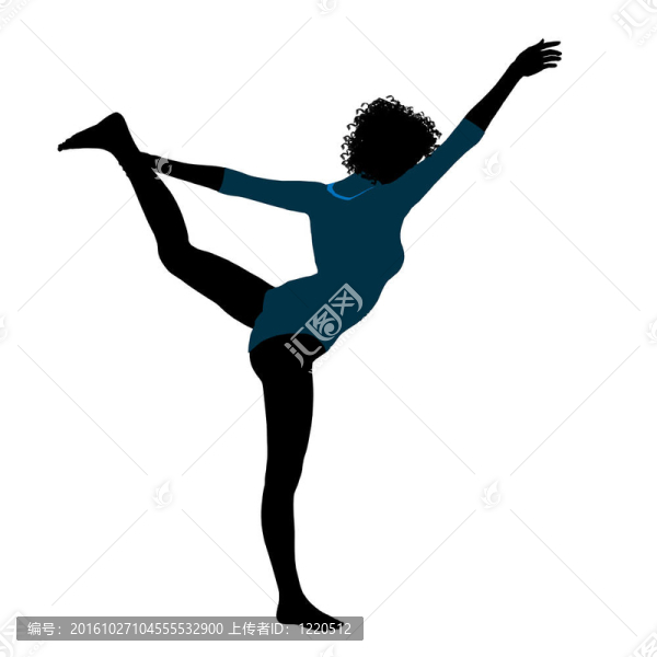 非裔美國女性體操運動員插畫剪影