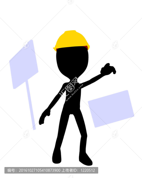 可愛的黑色剪影建筑的家伙