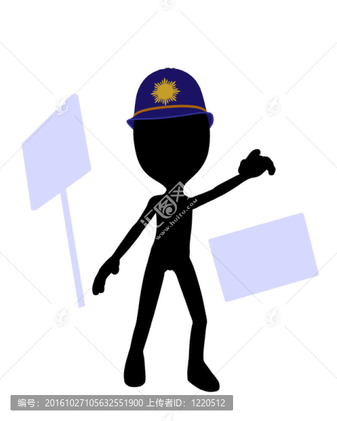 可愛的黑色剪影警察的家伙