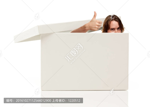 Mans,Head和大拇指彈出Blank,White,Box