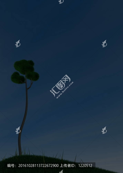 三維圖像；青草；樹(shù)與藍(lán)天