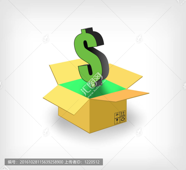 帶有美元的紙箱