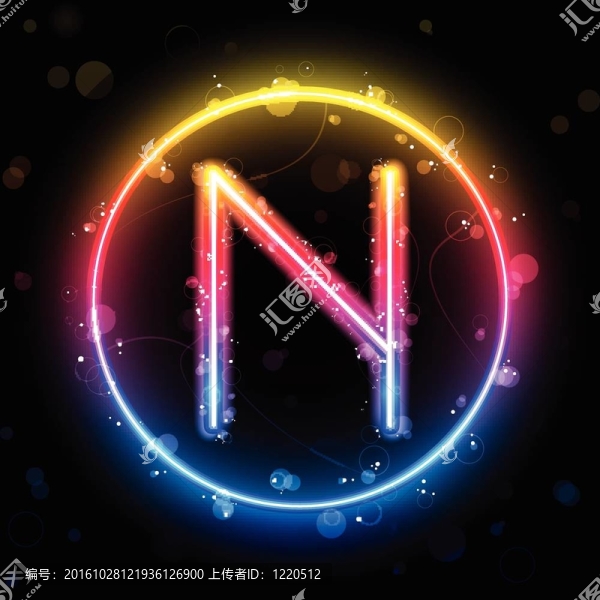 字母彩虹燈在圓圈按鈕