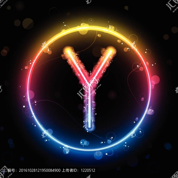 字母彩虹燈在圓圈按鈕