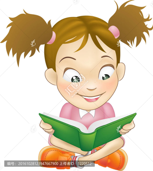 插圖年輕女孩閱讀書