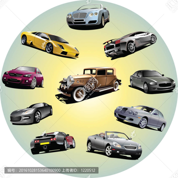 十輛車在圈內(nèi)。插畫