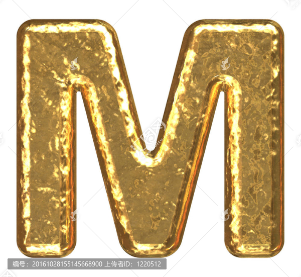 金色的字體。大寫字母M