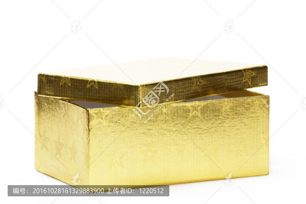 略開金色禮品盒與明星在白色背景