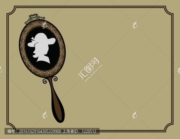 復(fù)古鏡帽子女士插畫