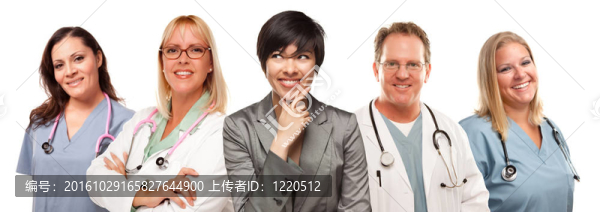 Young,Multiethnic,Woman醫(yī)生和護(hù)士的背后