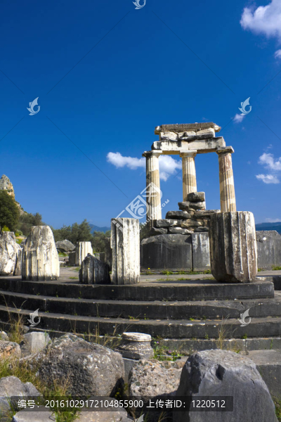 雅典娜pronea寺；Delphi；希臘