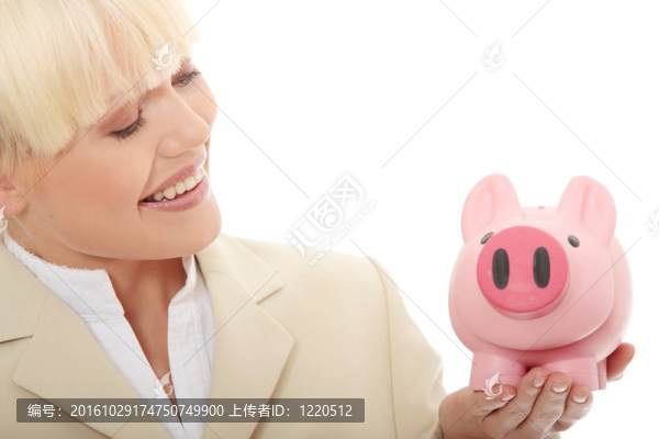 商人拿著撲滿