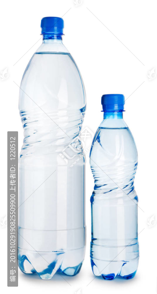 水藍色的塑料瓶兩孤立在白色背景