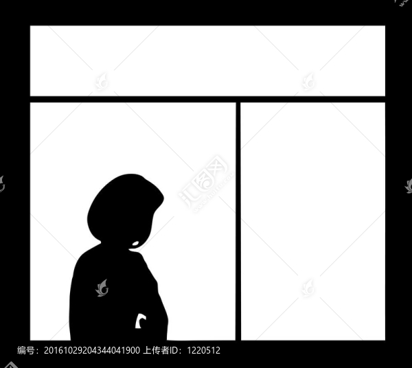 女人在白色背景下靠窗的輪廓
