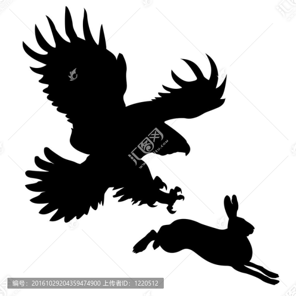 鷙鳥(niǎo)攻擊兔子的剪影