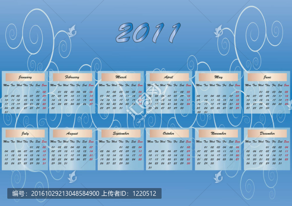 裝飾的日歷2011個(gè)太陽