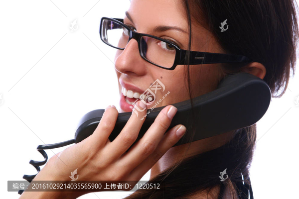 美麗的女人的電話業(yè)務(wù)