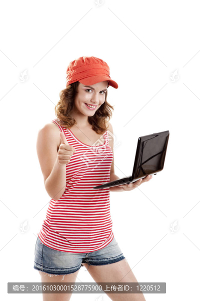 帶筆記本電腦的女孩