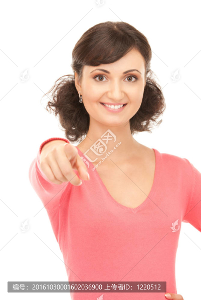 漂亮的女商人用手指