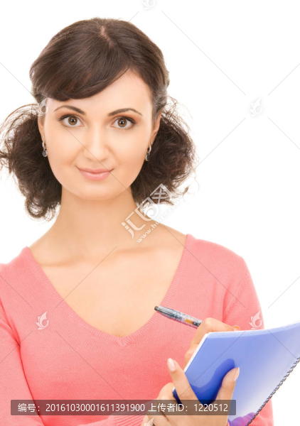 年輕漂亮的女商人與筆記本