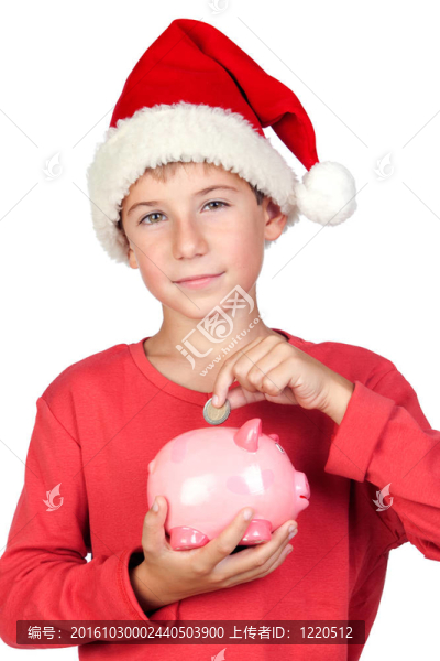 可愛的孩子與Santa,Hat儲(chǔ)蓄