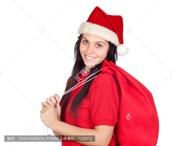 漂亮的女孩與圣誕帽