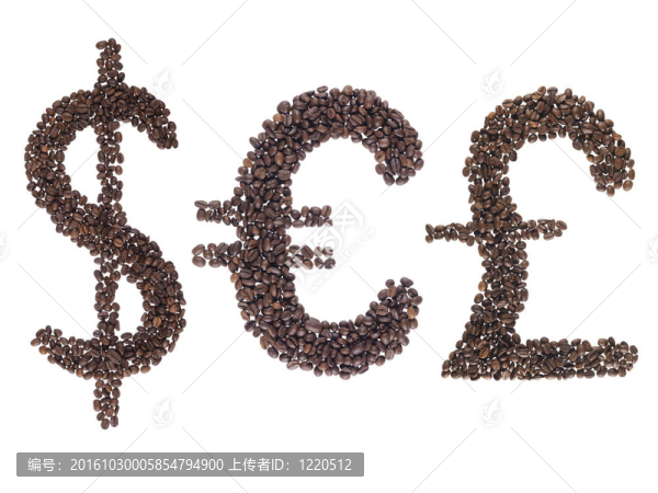 咖啡豆制成的貨幣符號