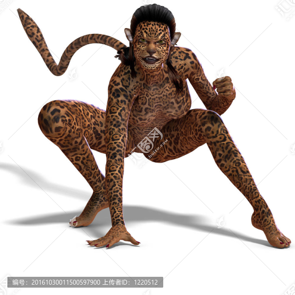 雌性幻想鹿動(dòng)物。3D渲染與剪輯路徑和陰影超過(guò)白色