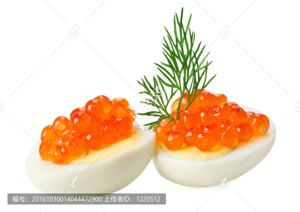 紅魚子醬CANape鵪鶉蛋和蒔蘿小枝