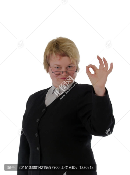 金發(fā)女教師孤立在白色背景
