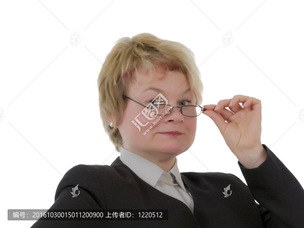 金發(fā)女教師孤立在白色背景