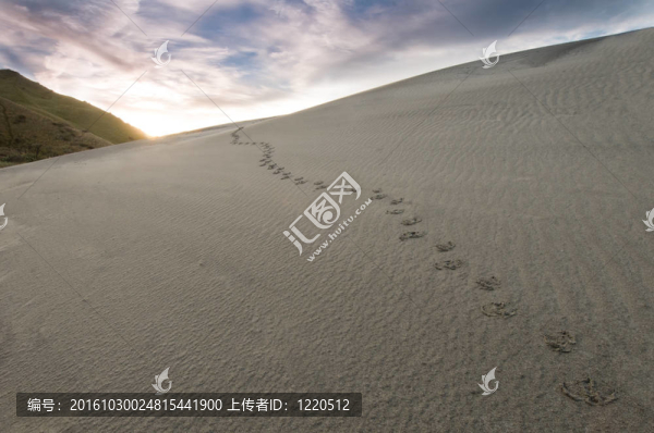 腳印在沙灘上