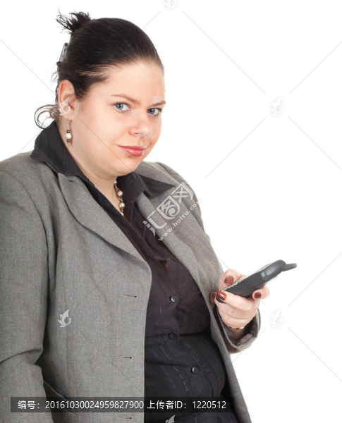 微笑的超重；美孚手機胖女商人