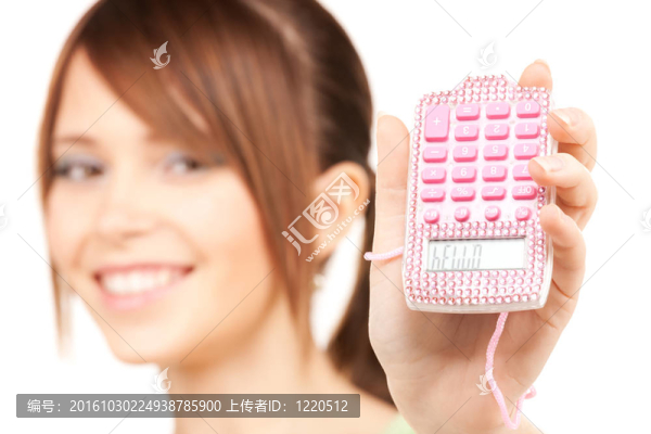 可愛的少女與計算器