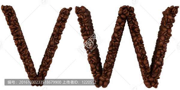 咖啡字體V和W字母孤立