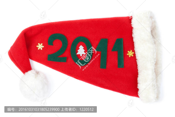 在數(shù)字2011的紅帽子的圣誕老人