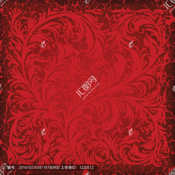 抽象的紅色背景與花卉裝飾