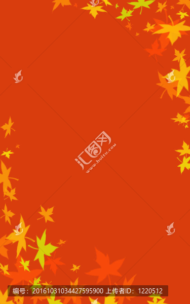 紅色背景下彩色樹(shù)葉的秋天